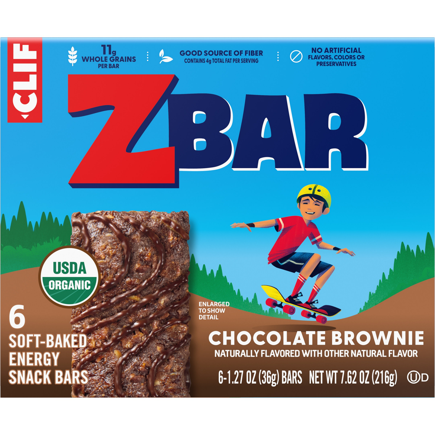 slide 8 of 8, Zbar - Chocolate Brownie - Soft-Baked Energy Snack Bars - Non-GMO - 11g Whole Grains - USDA Organic Granola Bars (6 Pack), 6 ct