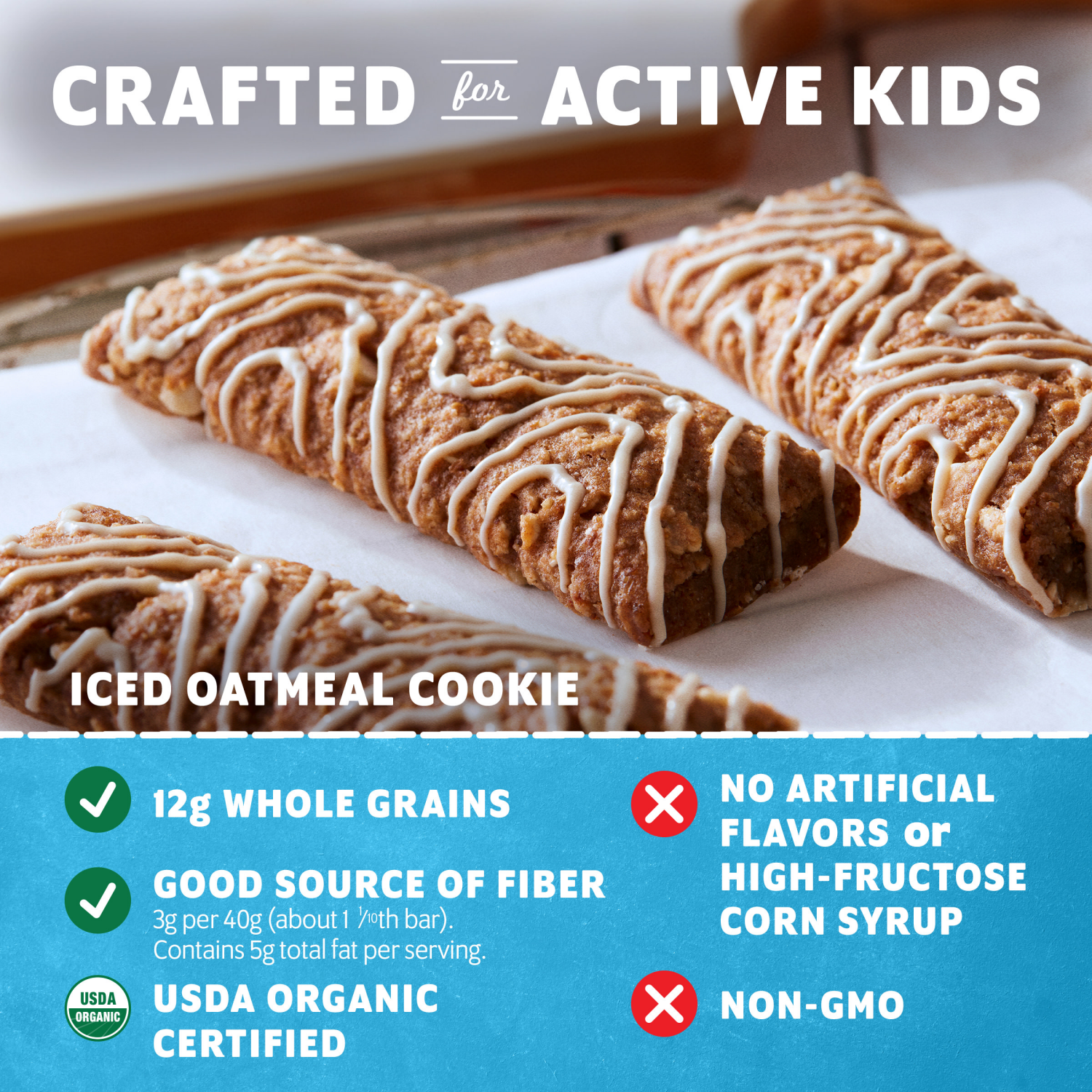 slide 4 of 8, Clif Kid Zbar Organic Iced Oatmeal Cookie Granola Bars - 12 ct, 12 ct