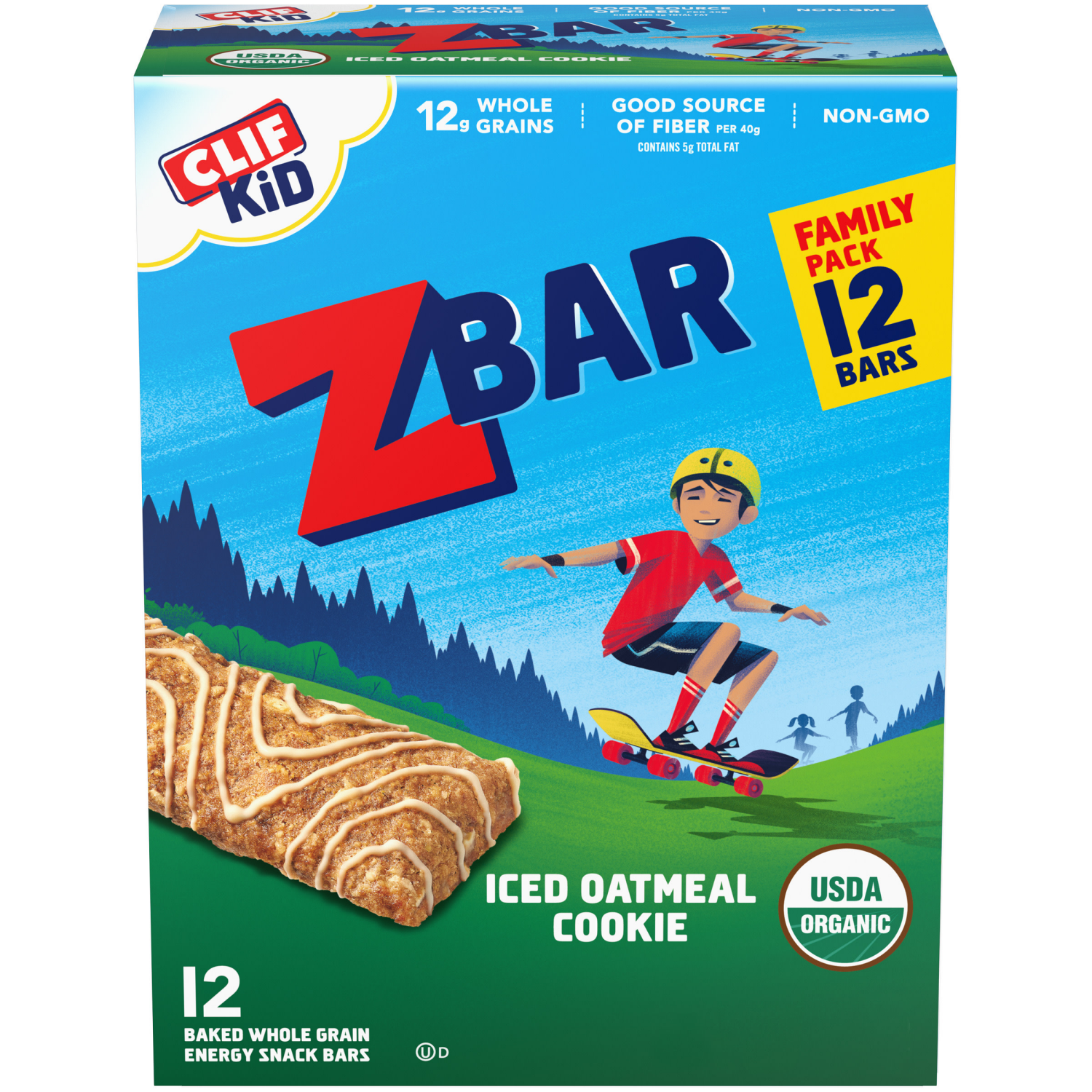 slide 1 of 8, Clif Kid Zbar Organic Iced Oatmeal Cookie Granola Bars - 12 ct, 12 ct