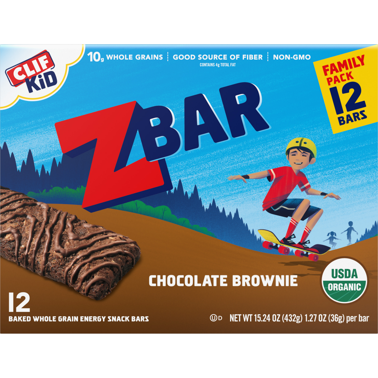 slide 8 of 8, Zbar - Chocolate Brownie - Soft-Baked Energy Snack Bars - Non-GMO - 11g Whole Grains - USDA Organic Granola Bars (12 Pack), 12 ct