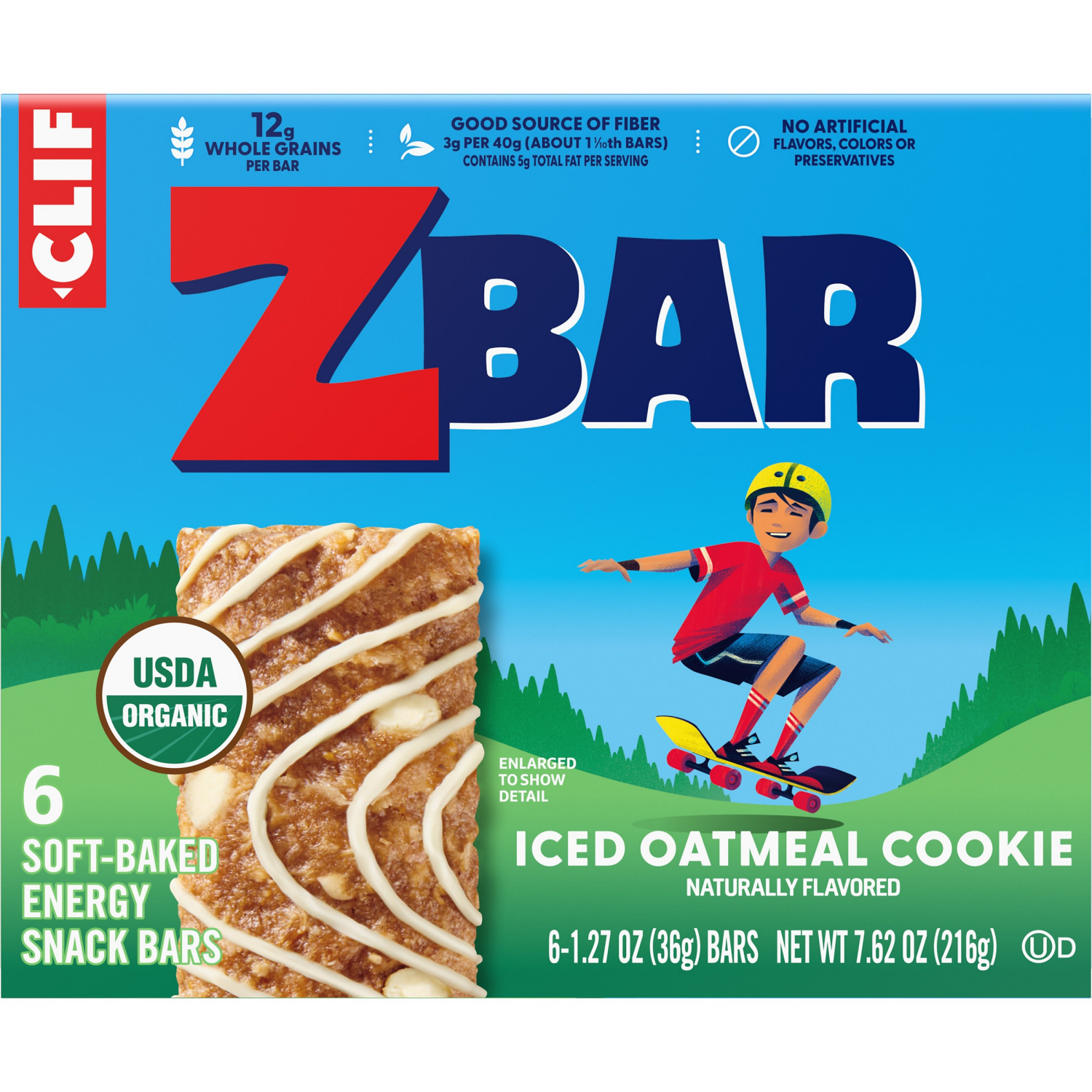 slide 8 of 8, Zbar - Iced Oatmeal Cookie - Soft-Baked Energy Snack Bars - Non-GMO - 12g Whole Grains - USDA Organic Granola Bars (6 Pack), 6 ct