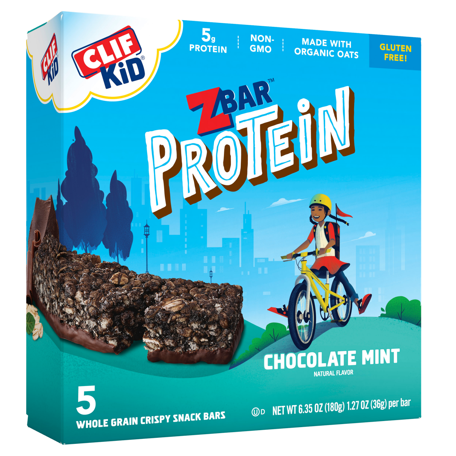 slide 1 of 8, CLIF Organic Zbar Chocolate Mint Protein Bars, 5 ct