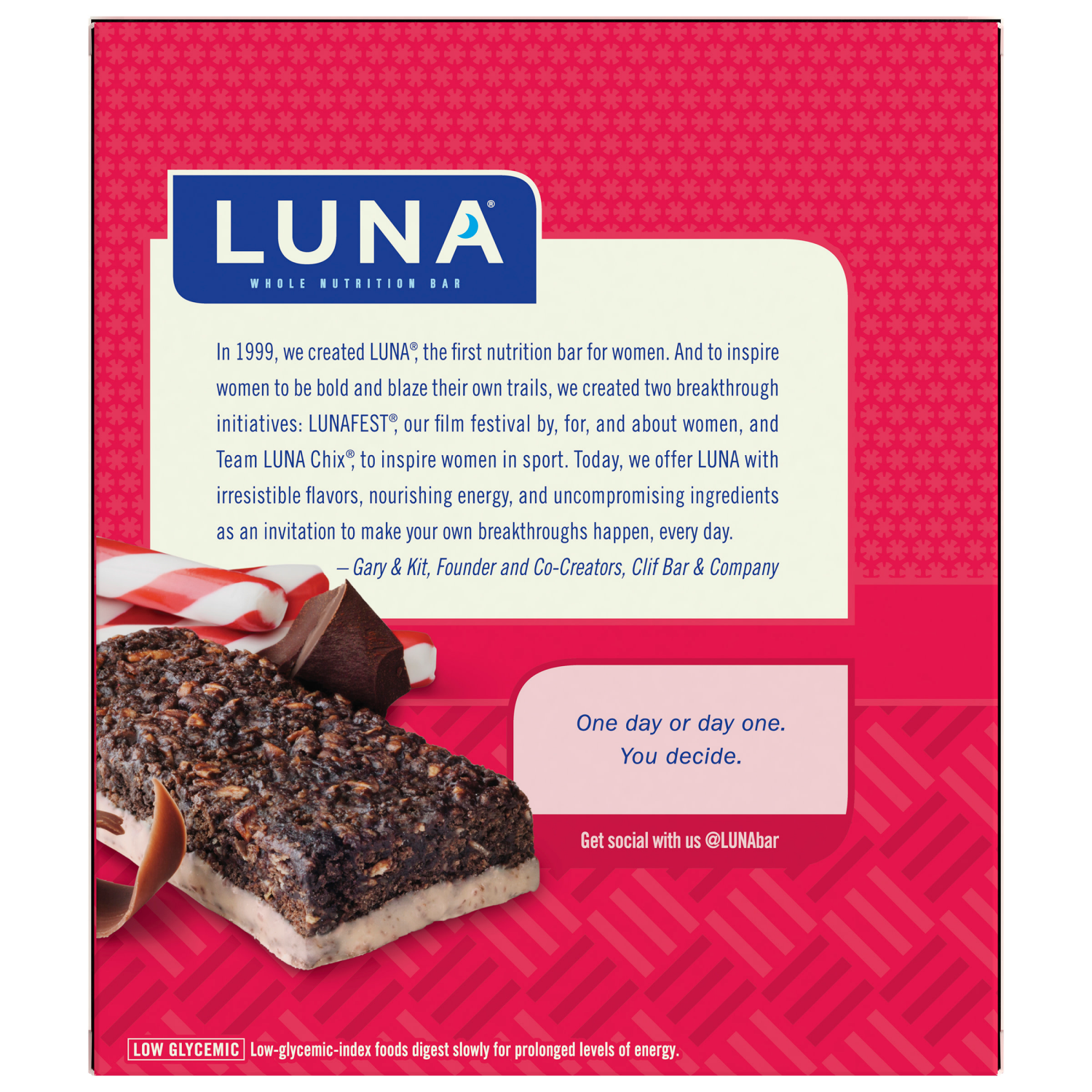 slide 8 of 8, LUNA Bar - Chocolate Peppermint Stick Flavor - Snack Bars - Non-GMO - Gluten-Free Protein Bars - Made with Organic Oats (6 Pack), 6 ct
