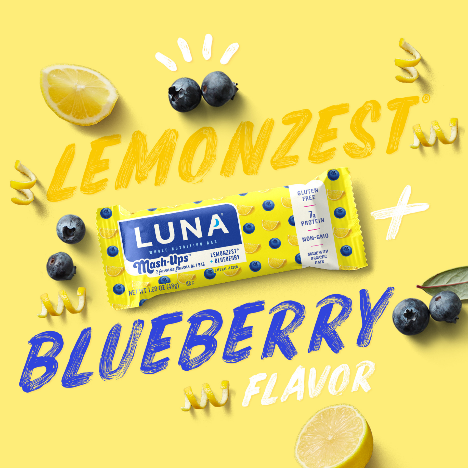 slide 6 of 8, LUNA Mash-Ups - LemonZest + Blueberry - Whole Nutrition Bars - 1.69 oz. (6 Pack), 6 ct