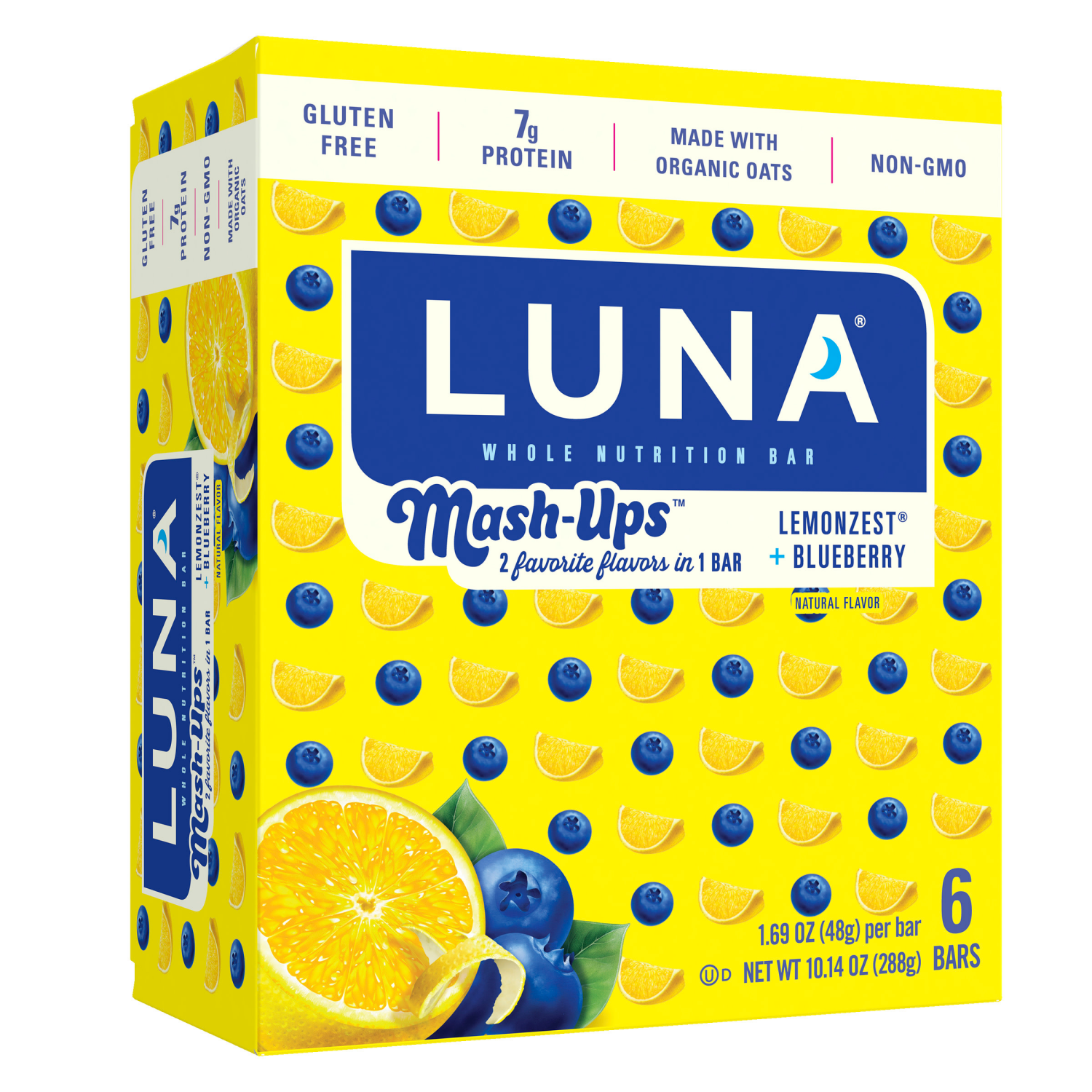 slide 1 of 8, LUNA Mash-Ups - LemonZest + Blueberry - Whole Nutrition Bars - 1.69 oz. (6 Pack), 6 ct