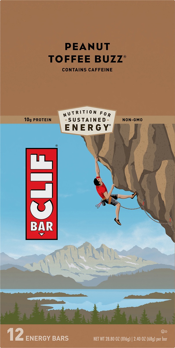 slide 6 of 10, CLIF Peanut Toffee Buzz Energy Bars, 12 ct; 2.4 oz