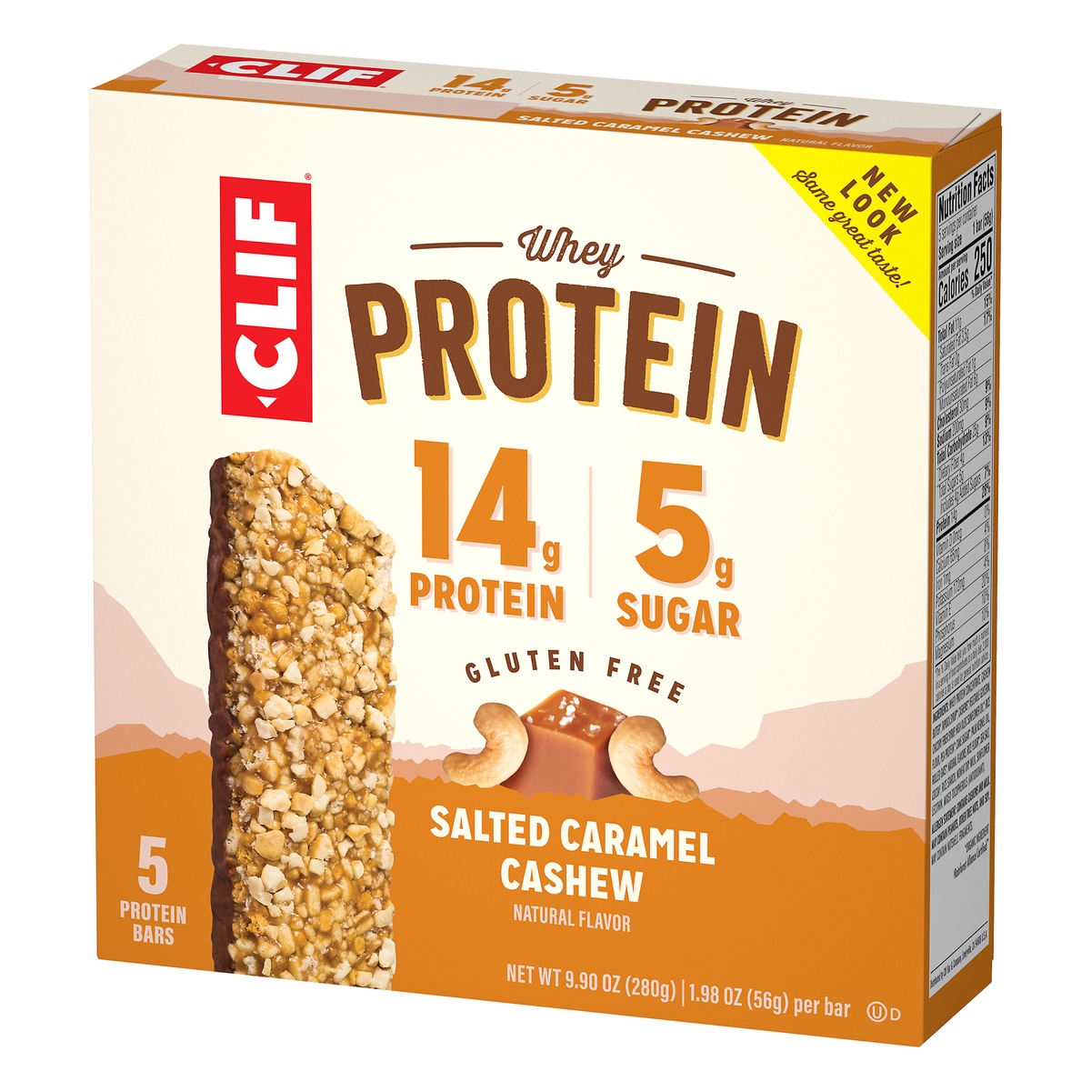 slide 2 of 9, CLIF Whey Protein Bar - Salted Caramel Cashew, 5 ct