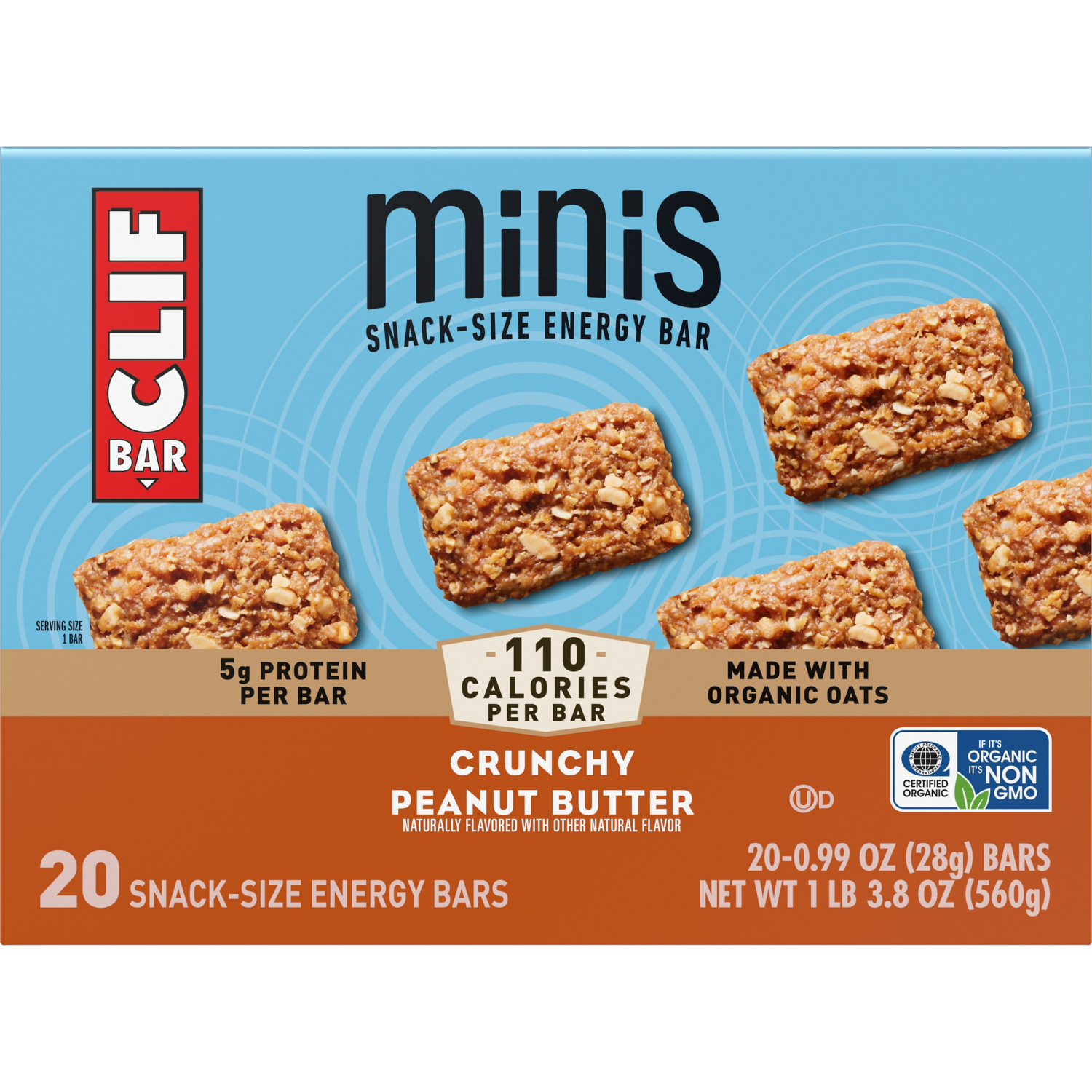 slide 8 of 8, CLIF Bar Crunchy Peanut Butter Bars, 20 ct; 0.99 oz