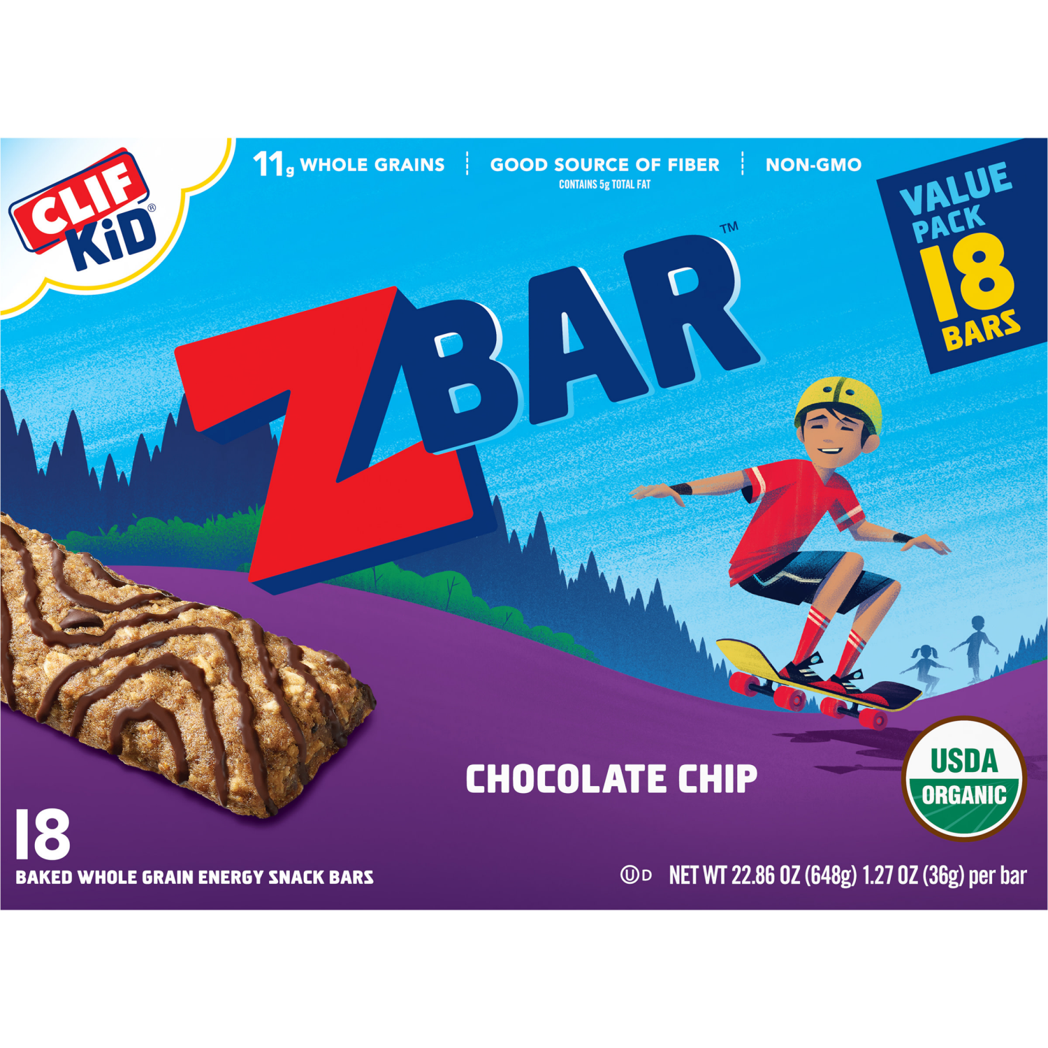 slide 8 of 8, Zbar Chocolate Chip Energy Snack Bars Value Pack 18 - 1.27 oz Packs, 18 ct
