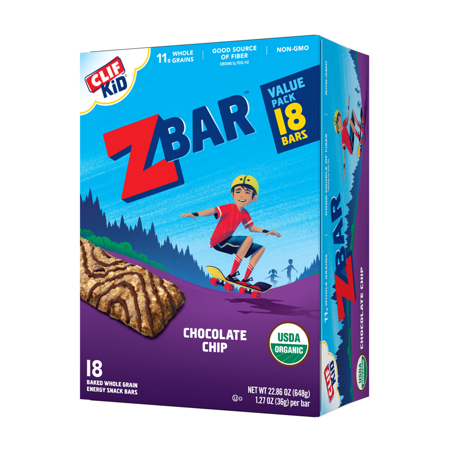 slide 1 of 8, Zbar Chocolate Chip Energy Snack Bars Value Pack 18 - 1.27 oz Packs, 18 ct