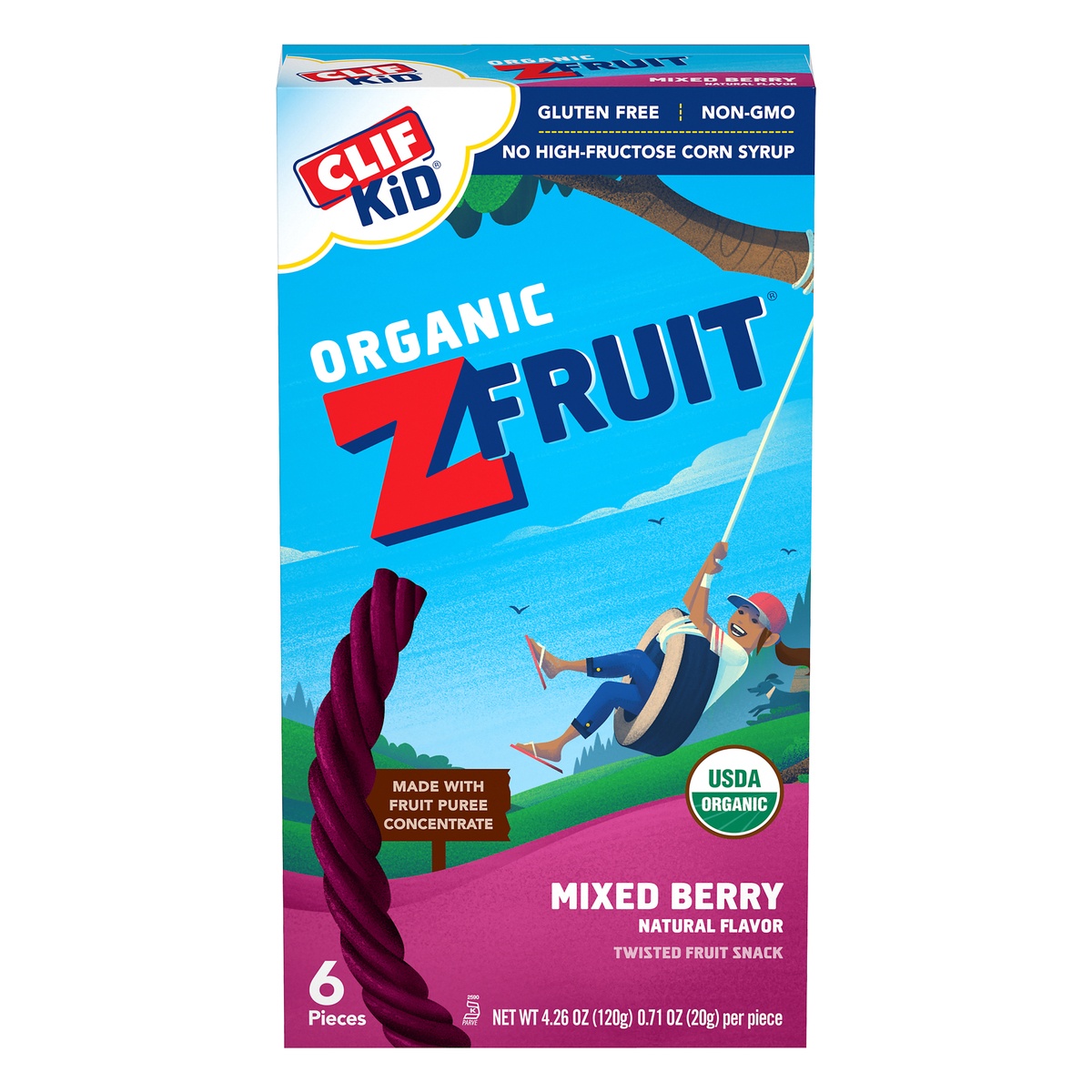 slide 1 of 9, CLIF Kid Organic ZFruit Mixed Berry Fruit Rope Snack, 6 ct