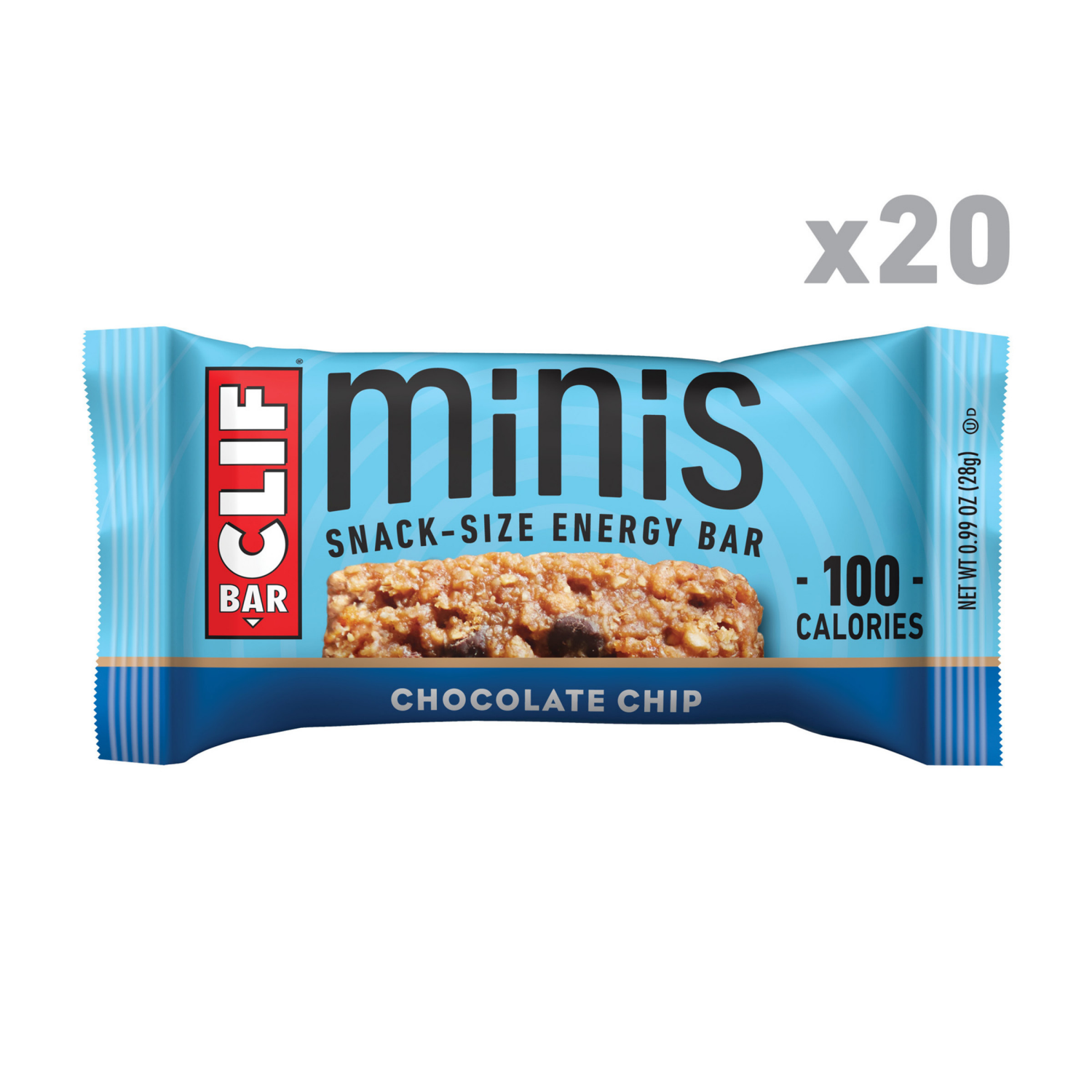 slide 4 of 8, CLIF BAR Minis - Chocolate Chip - Made with Organic Oats - 4g Protein - Non-GMO - Plant Based - Snack-Size Energy Bars - 0.99 oz. (20 Pack), 20 ct