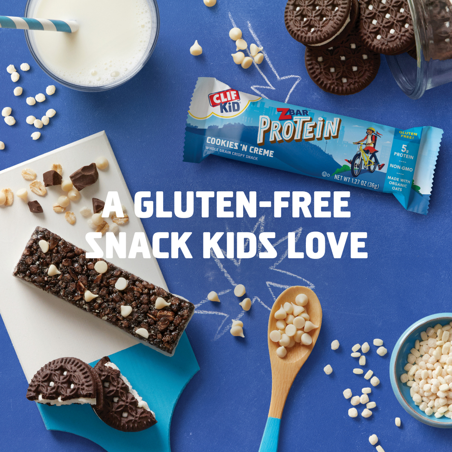 slide 3 of 8, Zbar Protein - Cookies 'N Creme - Crispy Snack Bars - Made with Organic Oats - Non-GMO - 5g Protein - Gluten Free Protein Bars (5 Pack), 5 ct