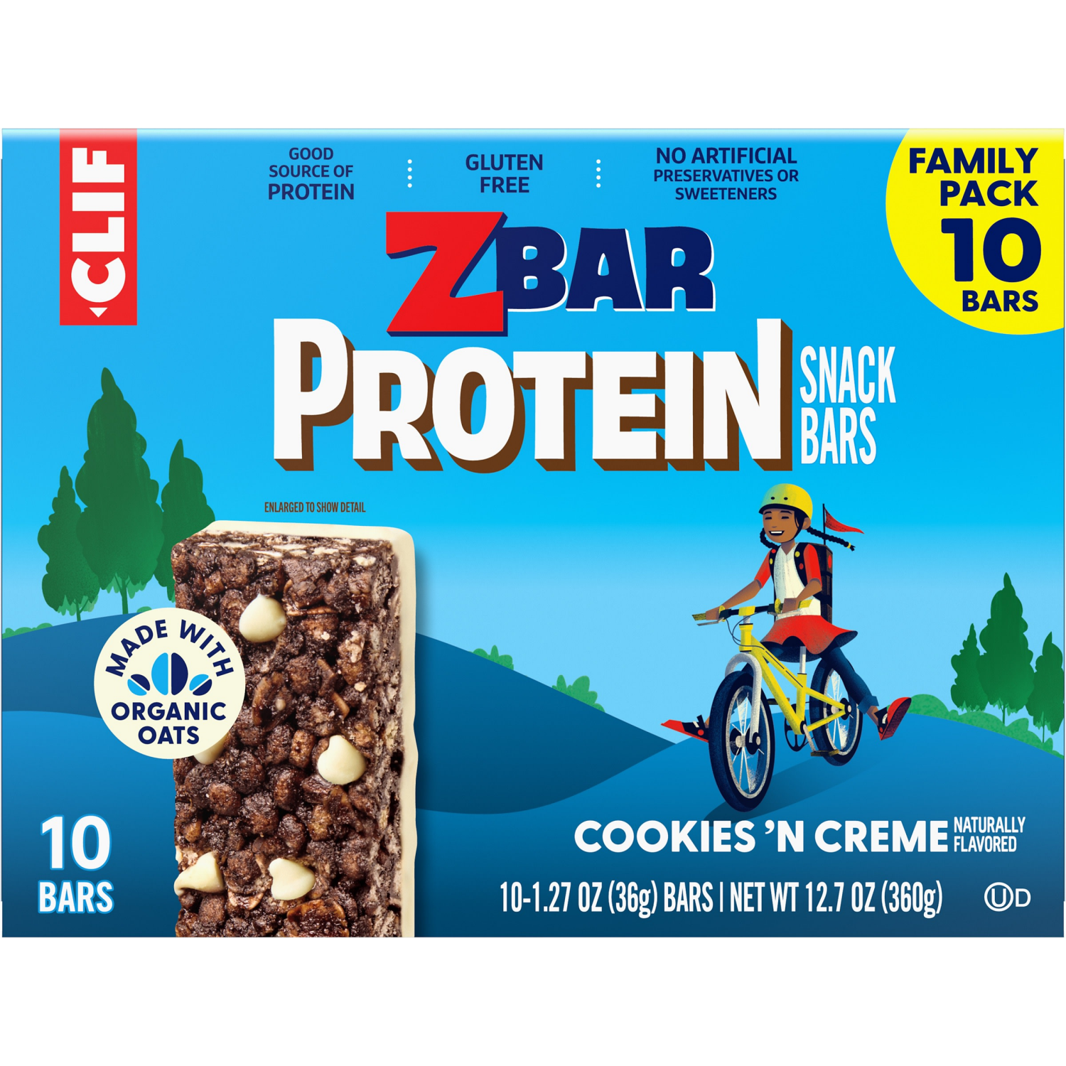 slide 8 of 8, Zbar Protein - Cookies 'N Creme - Crispy Snack Bars - Made with Organic Oats - Non-GMO - 5g Protein - Gluten Free Protein Bars (10 Pack), 10 ct