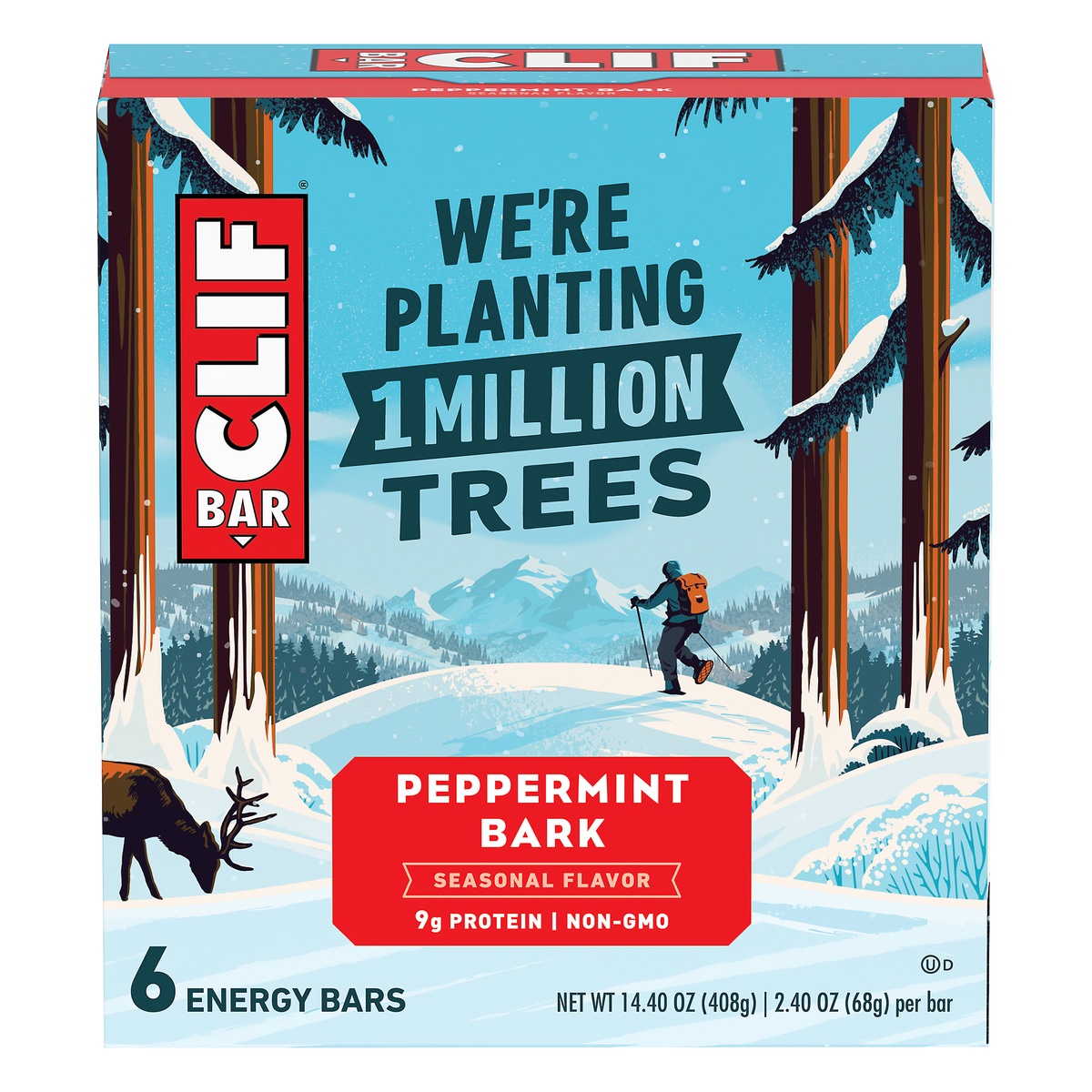 slide 1 of 9, CLIF Bar Peppermint Bark Energy Bars, 6 ct; 2.4 oz