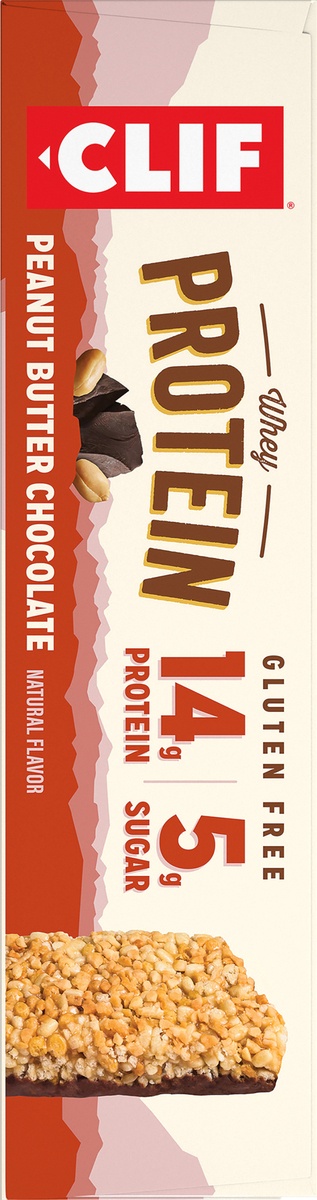 slide 6 of 9, CLIF Whey Protein Bar - Peanut Butter Chocolate, 5 ct; 1.98 oz