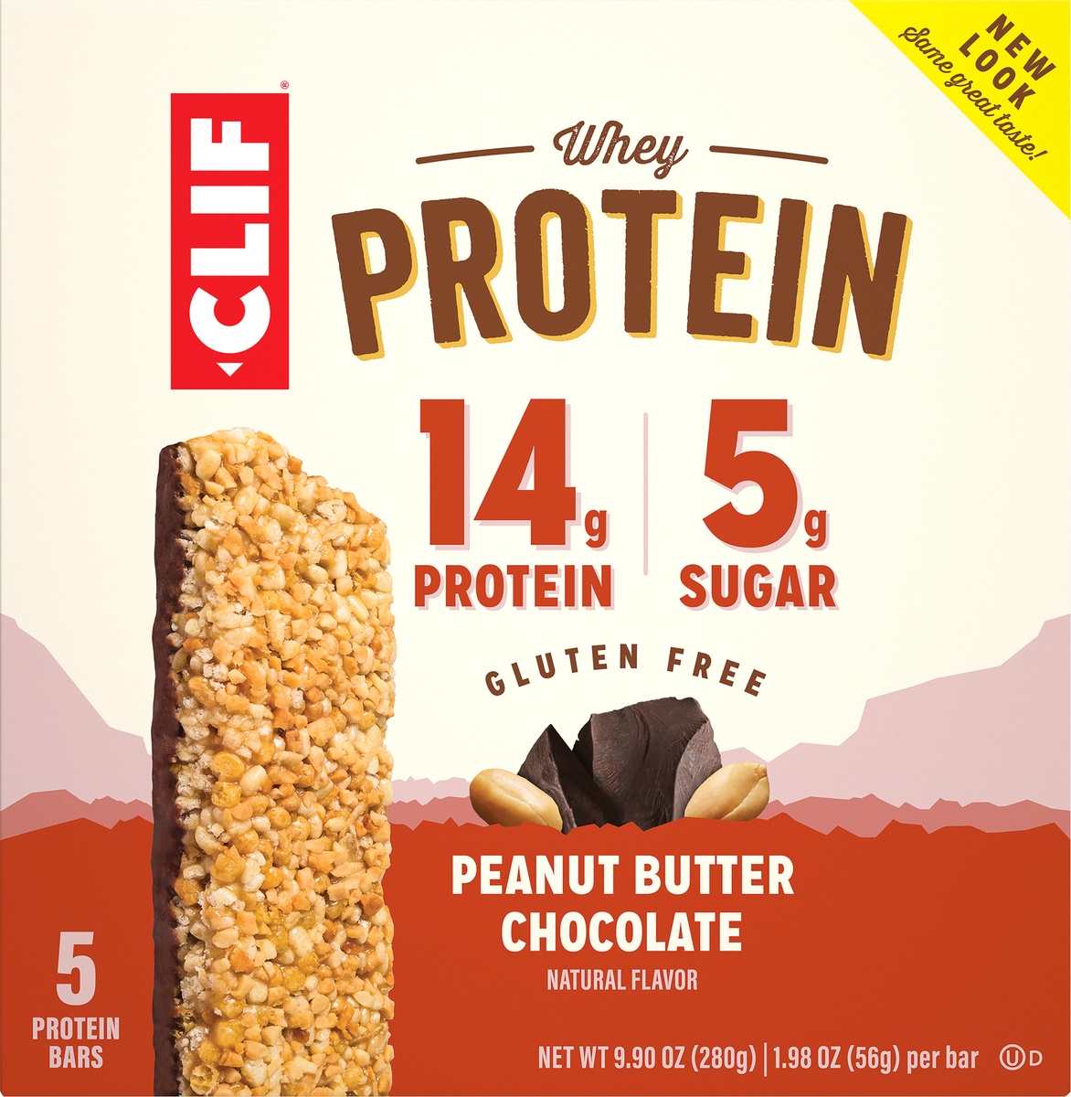 slide 8 of 9, CLIF Whey Protein Bar - Peanut Butter Chocolate, 5 ct; 1.98 oz