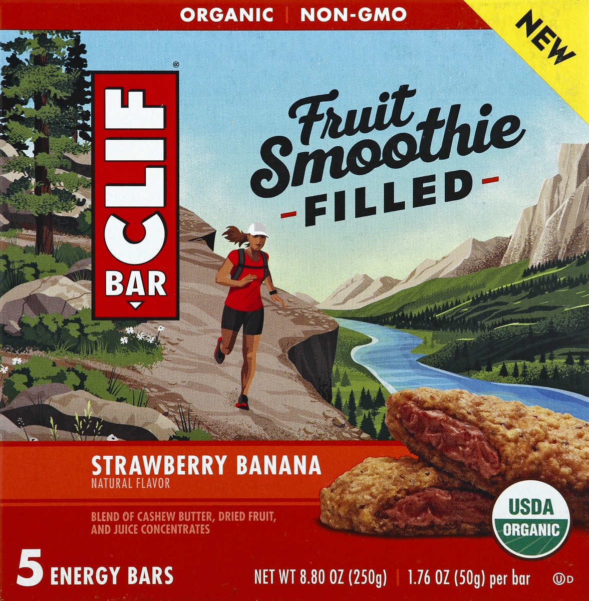 slide 5 of 6, CLIF Bar Fruit Smoothie Filled Strawberry Banana Energy Bar, 1.76 oz