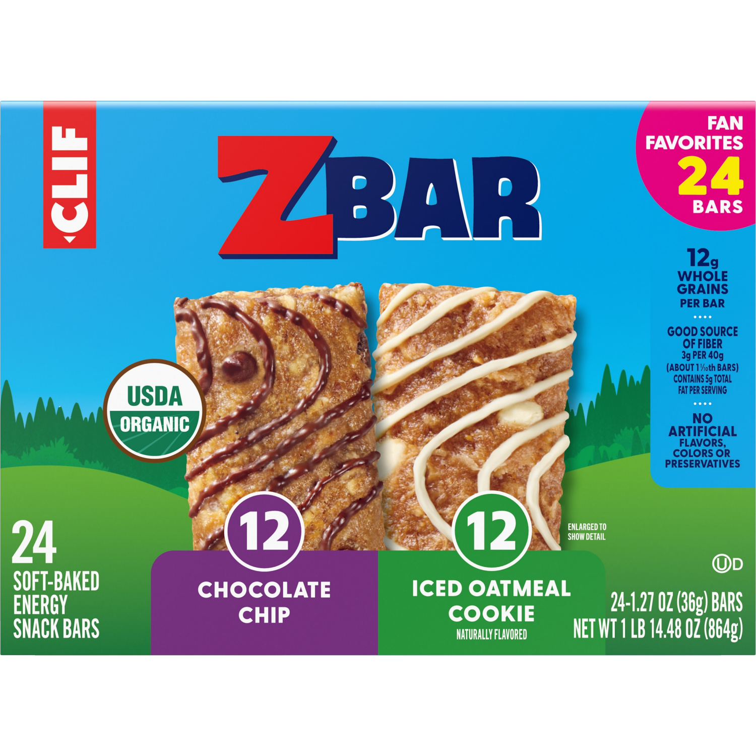slide 8 of 8, Zbar Chocolate Chip/Iced Oatmeal Cookie Energy Snack Bars Variety Pack 24 - 1.27 oz Packs, 24 ct