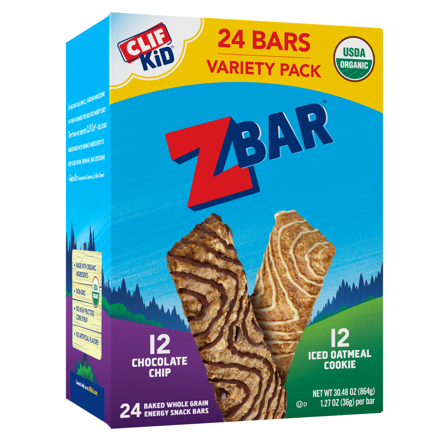 slide 1 of 8, Zbar Chocolate Chip/Iced Oatmeal Cookie Energy Snack Bars Variety Pack 24 - 1.27 oz Packs, 24 ct