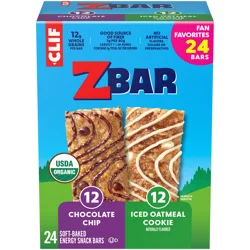 Zbar Chocolate Chip/Iced Oatmeal Cookie Energy Snack Bars Variety Pack 24 - 1.27 oz Packs