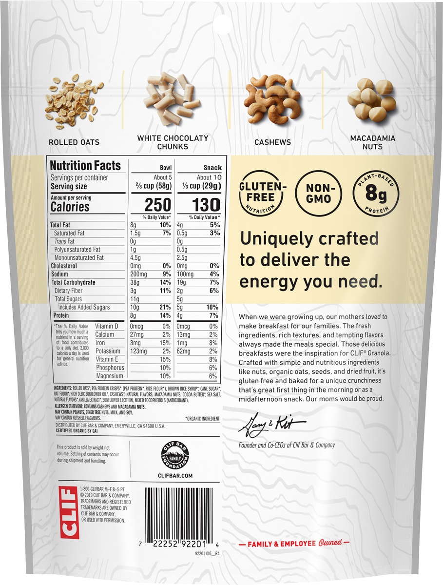 slide 5 of 10, CLIF White Chocolate Macadamia Nut Energy Granola, 10 oz