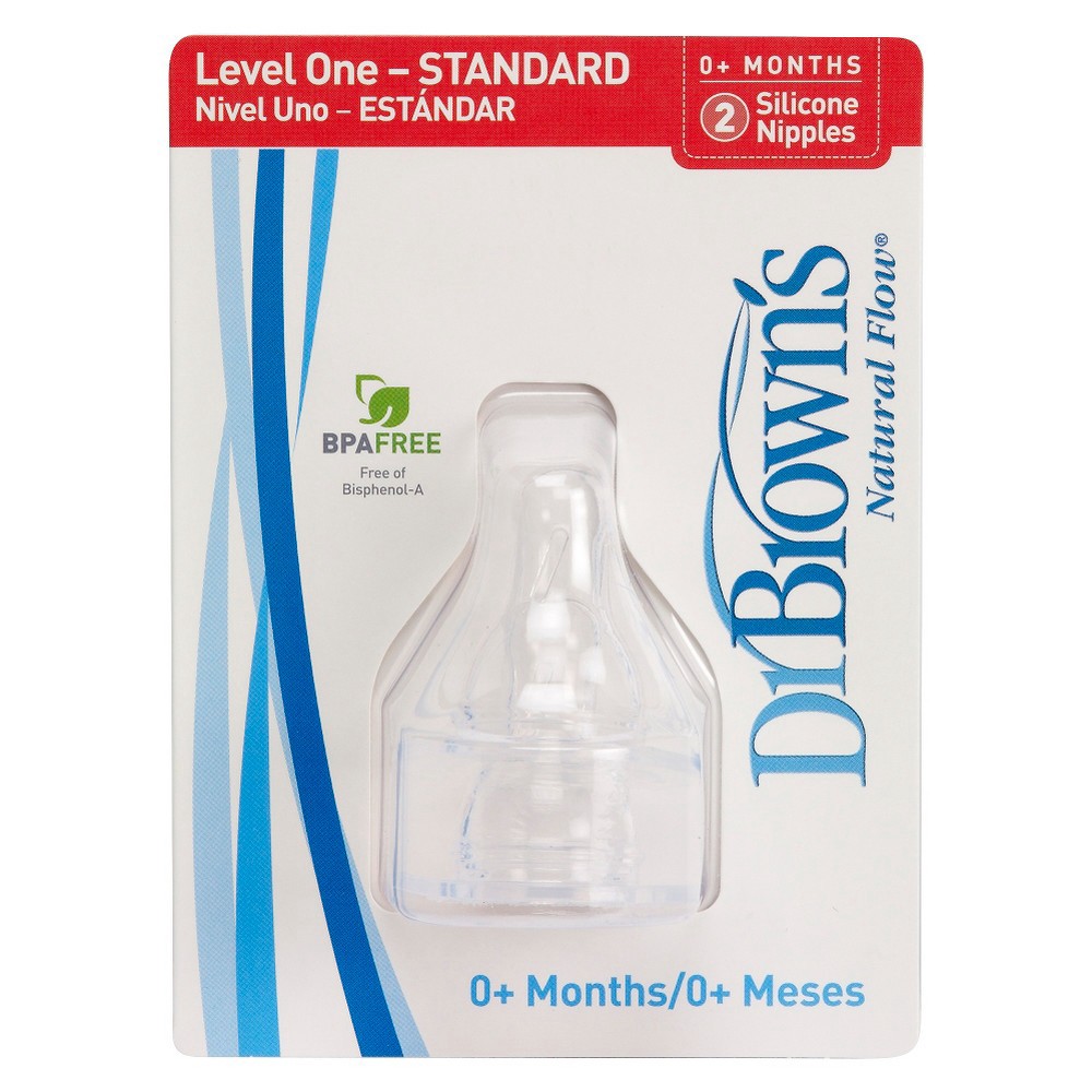 slide 2 of 3, Dr. Brown's Standard Bottle with Level 2 Nipple (2 Pack), 2 ct
