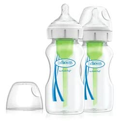 Dr. Brown's Natural Flow Options+ 2-Pack Anti-Colic Wide-Neck 9 Ounce 0M+ Level Bottle 2 ea