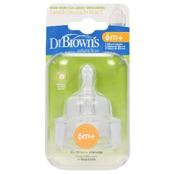 Dr. Brown's Options+ Wide-Neck Baby Bottle Nipple, Level 3 (6m+, Medium-Fast Flow)