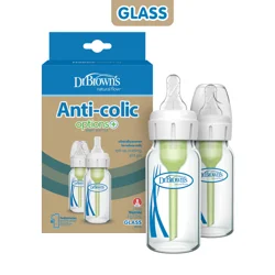 Dr. Brown's Options+ Glass Anti-Colic Baby Bottles - 4oz - 2pk