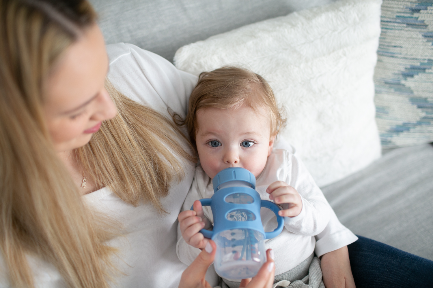 slide 3 of 3, Dr. Brown's Milestones Sippy Bottle w Handles Blue, 1 ct