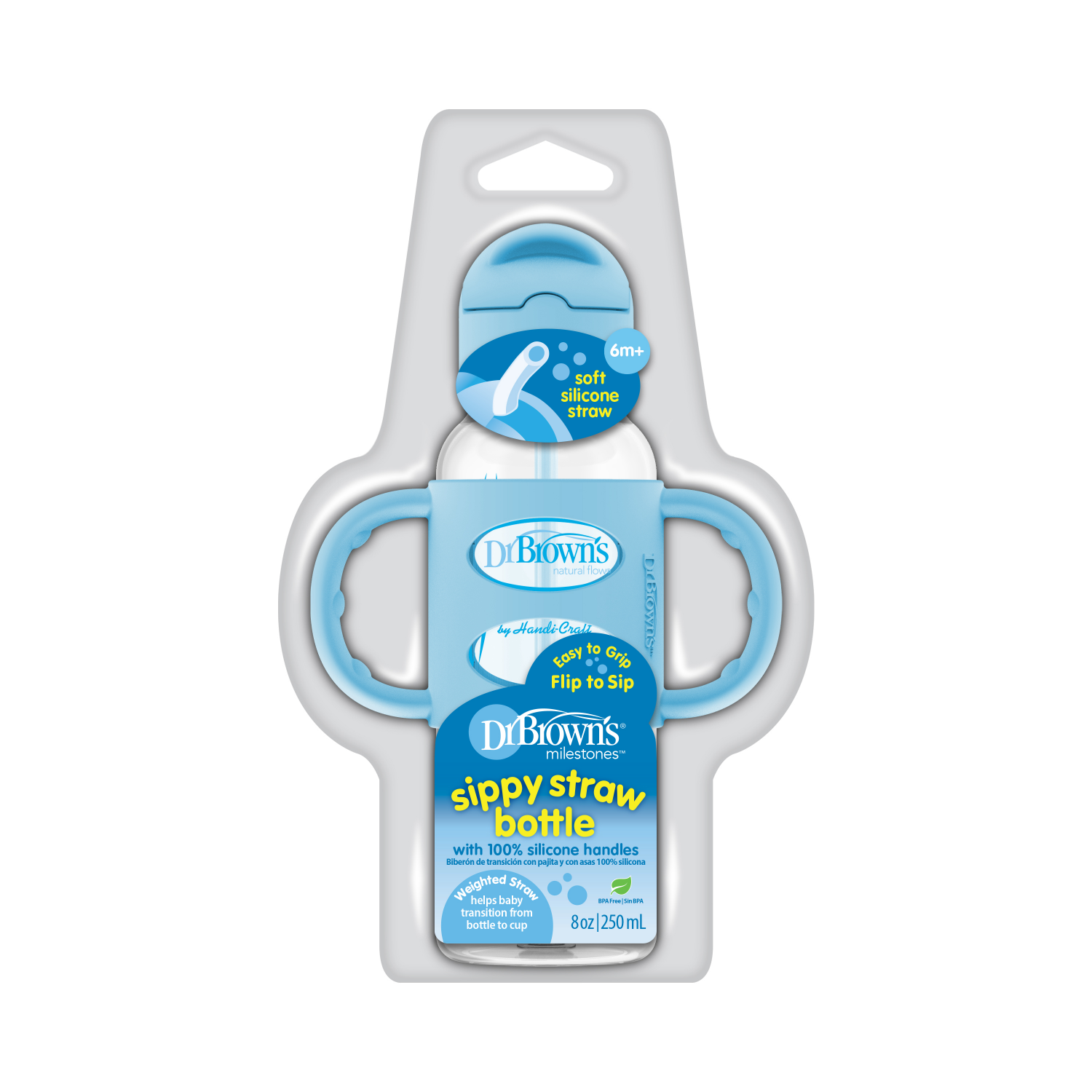 slide 3 of 3, Dr. Brown's's Dr. Brown's''s Milestones™ Sippy Straw Bottle, 8oz, Blue, 8 oz
