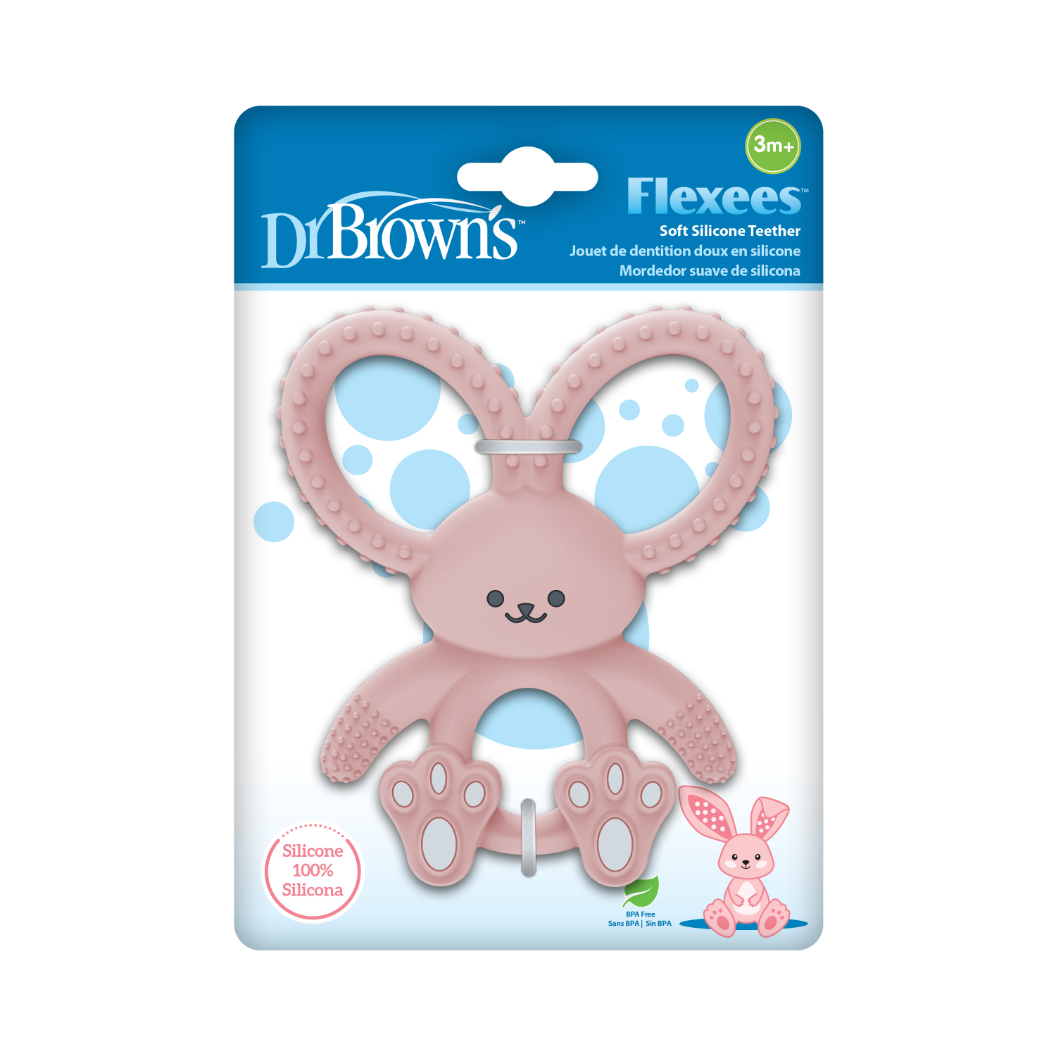 slide 2 of 2, Dr Brown Bunny Long Limbed Silicone Teether Pink, 1 ct
