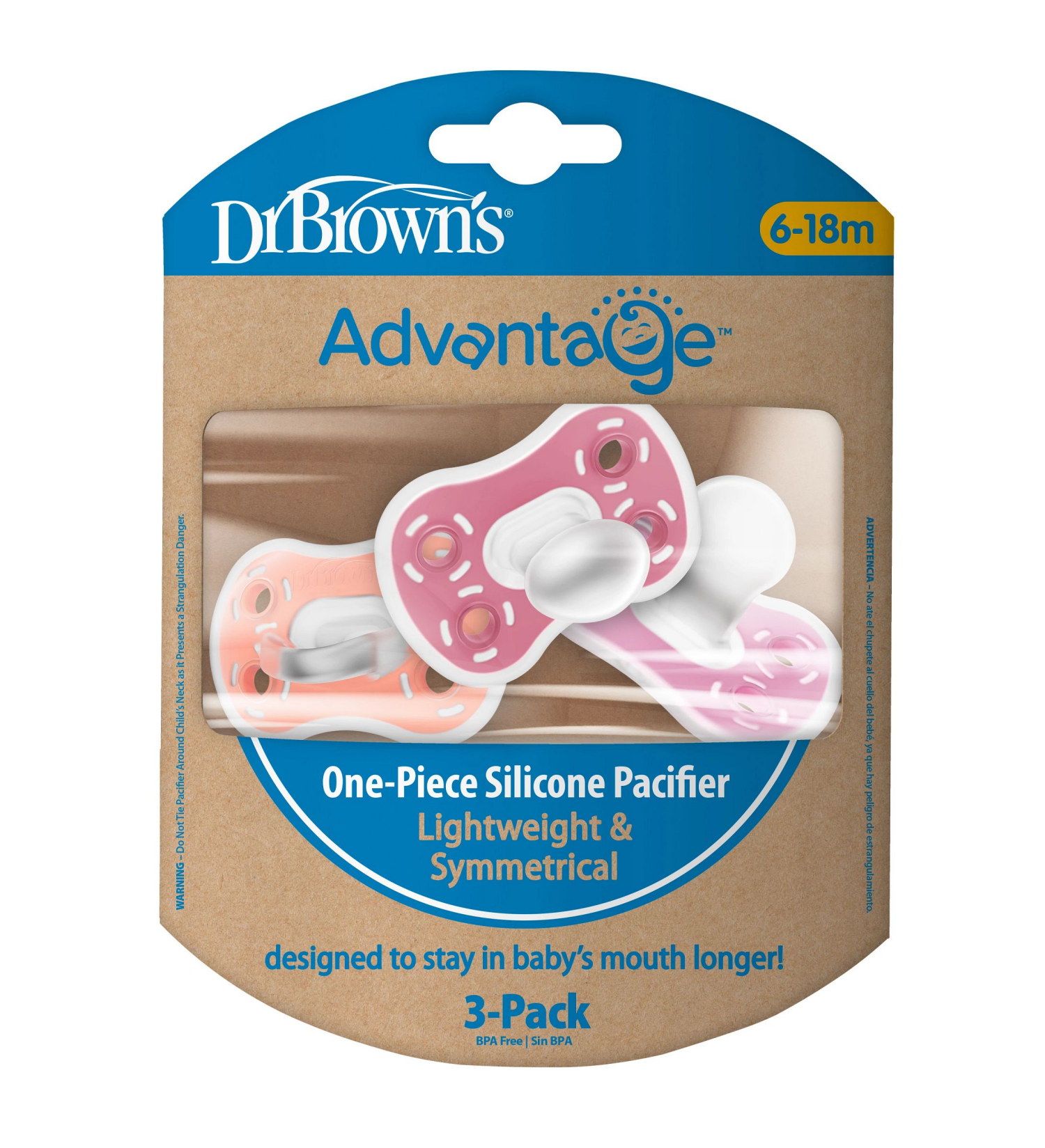 slide 1 of 2, Dr Brown Dr. Browns® Advantage One-Piece Silicone Pacifier 6-18mo, 1 ct