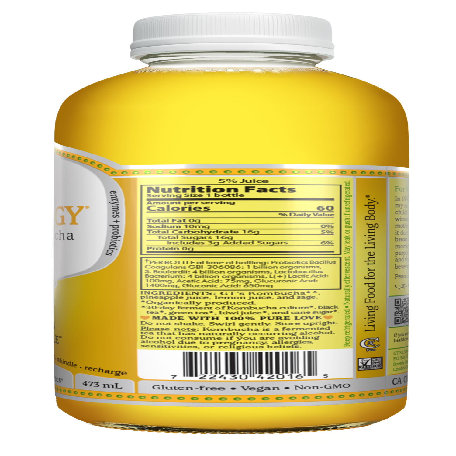 slide 2 of 2, GT's Golden Pineapple Kombucha 16 fl oz, 16 fl oz