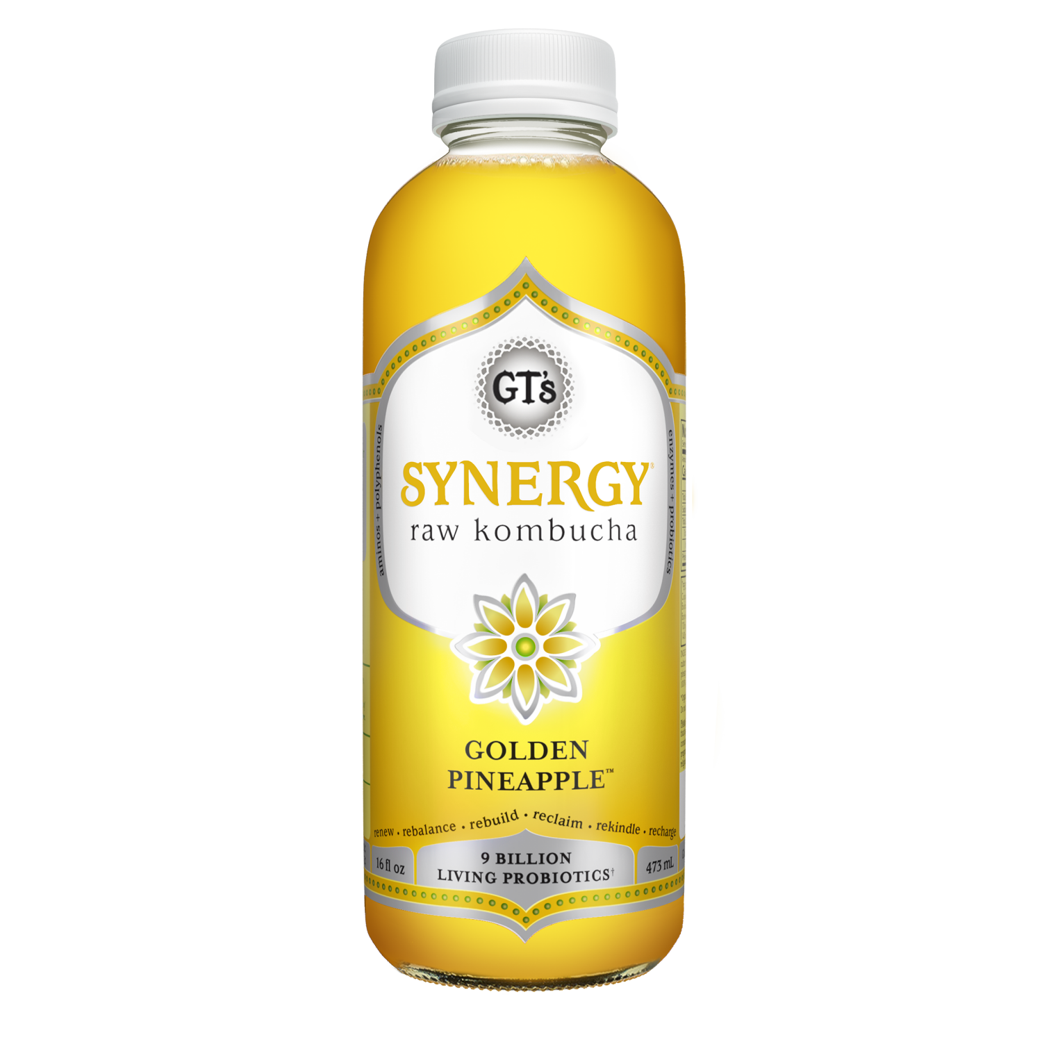 slide 1 of 2, GT's Golden Pineapple Kombucha 16 fl oz, 16 fl oz