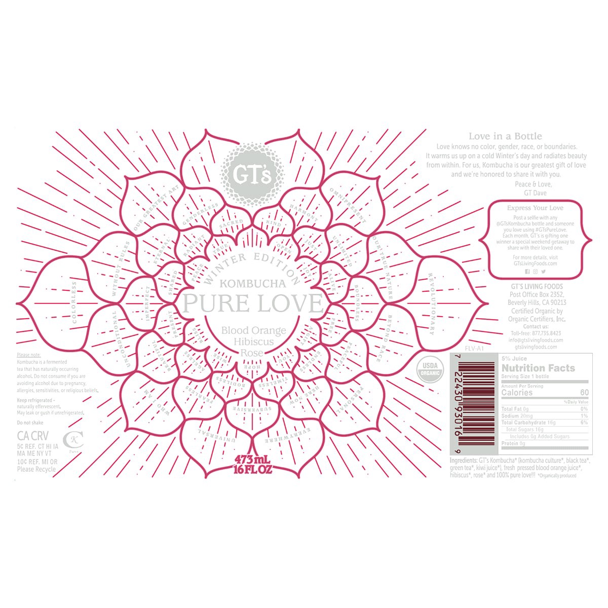 slide 2 of 2, GT's Synergy Organic Kombucha Pure Love- 16 oz, 16 oz