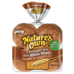 Nature's Own 100% Whole Wheat Hamburger Buns 15 oz