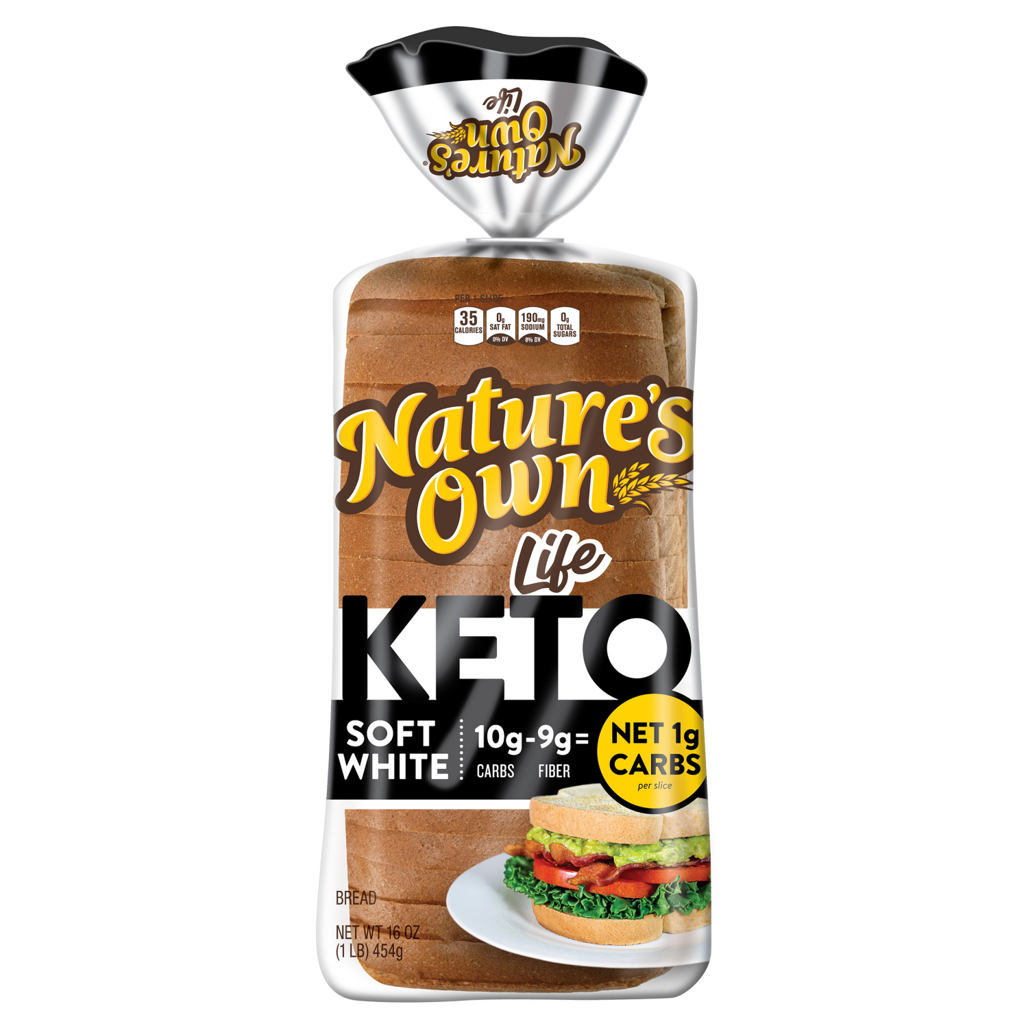 slide 5 of 5, Nature's Own Life Keto Soft White Bread, Net 1 Carb Sliced White Keto Bread, 16 oz Loaf, 16 oz