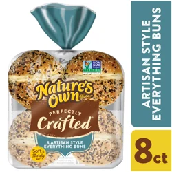 Nature's Own Perfectly Crafted Everything Buns, Non-GMO Everything Hamburger Buns, 8 Count