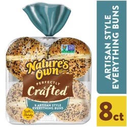 Nature's Own Perfectly Crafted Everything Buns, Non-GMO Everything Hamburger Buns, 8 Count