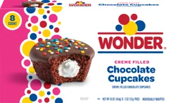 Wonder Crème Filled Chocolate Cupcakes, Individually Wrapped Cupcakes, 8 Count