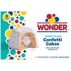 Wonder Crème Filled Confetti Cakes, Birthday Cake Inspired Snack Cakes, 10.5 oz, 6 Count