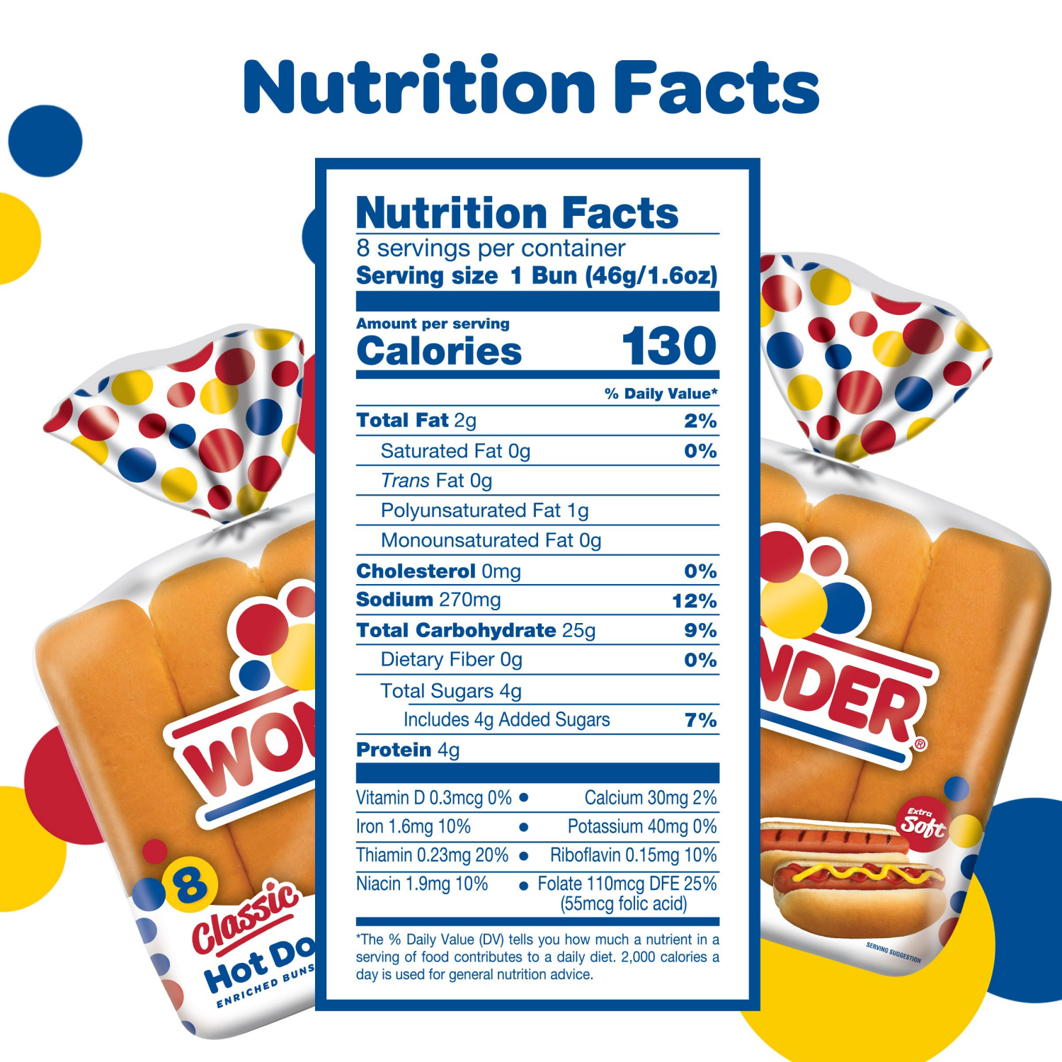 slide 2 of 2, Wonder Bread Classic Hot Dog Buns, White Bread Hot Dog Buns, 8 Count, 8 ct