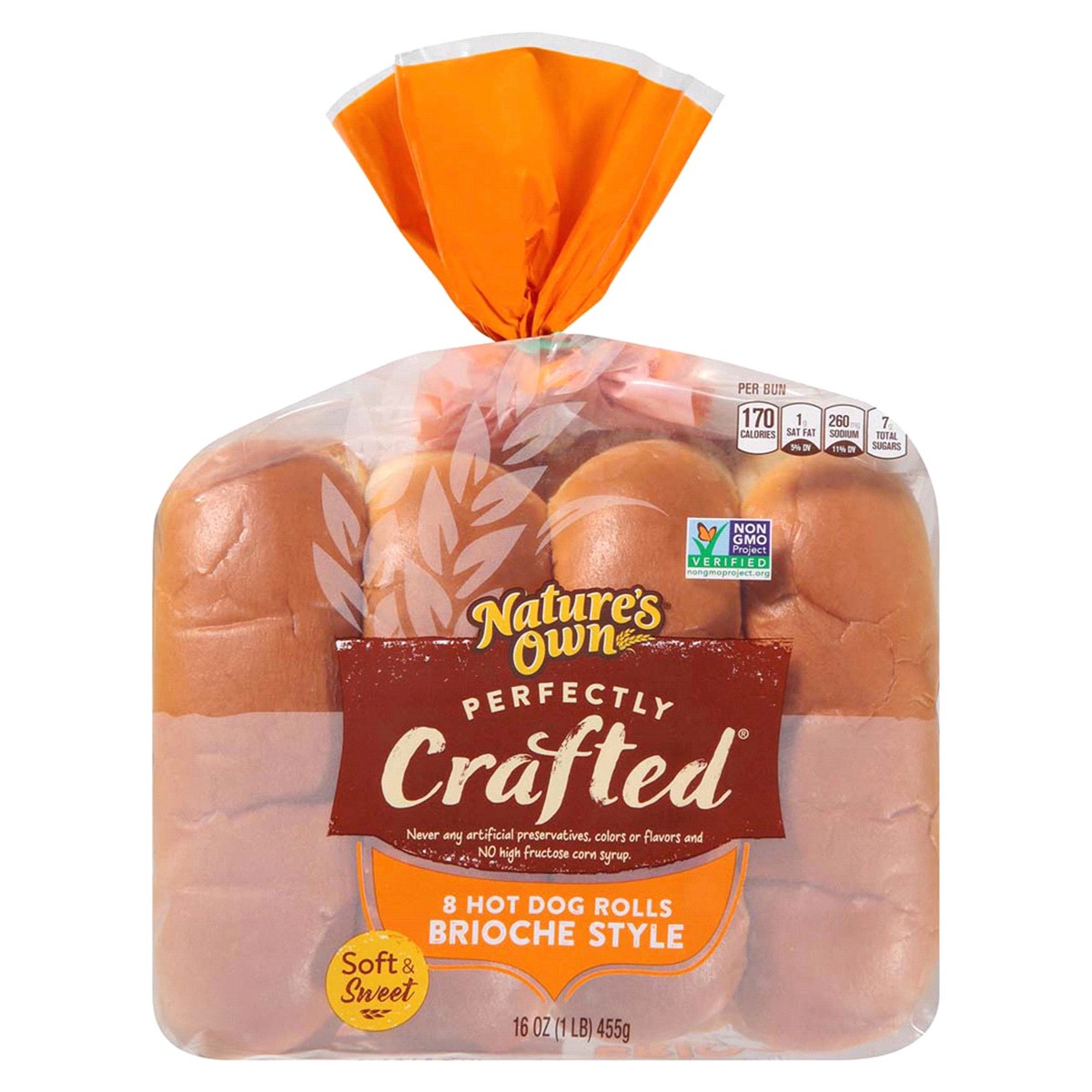 slide 1 of 3, Nature's Own Perfectly Crafted Brioche Style Hot Dog Rolls, Non-GMO Hot Dog Buns, 8 Count, 8 ct
