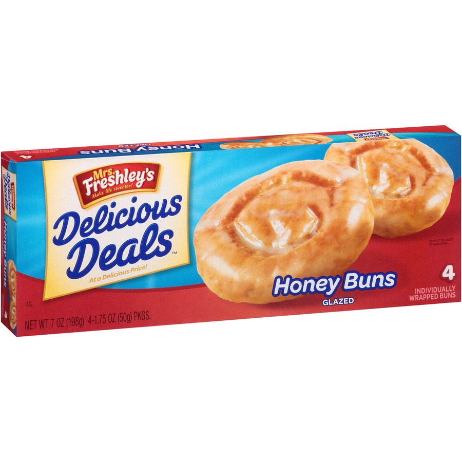 slide 6 of 8, Mrs. Freshley's Delicious Deals Glazed Honey Buns, 4 ct; 1.75 oz