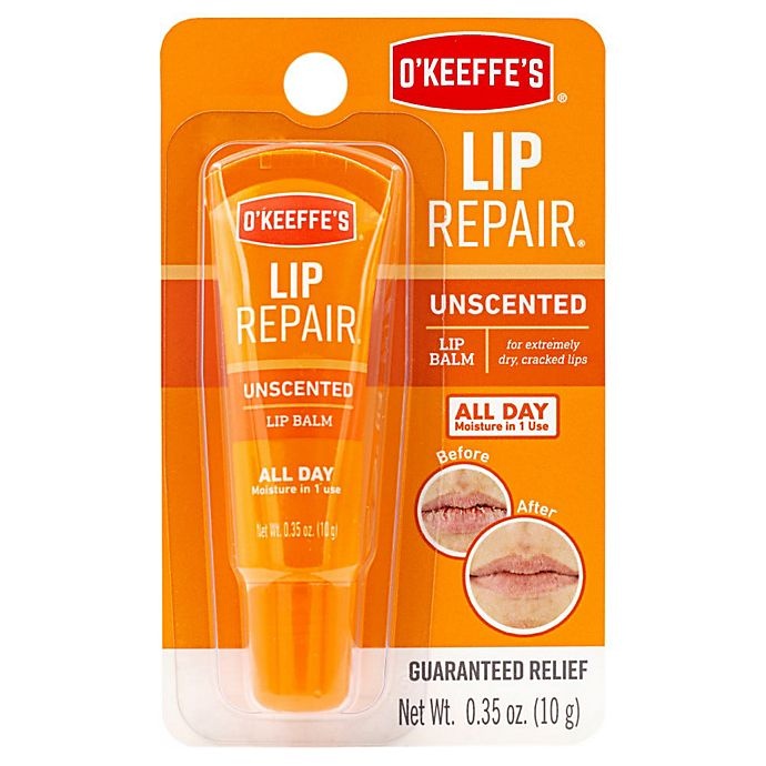 slide 1 of 1, O'Keeffe's Lip Repair Unscented Lip Balm Tube, 0.35 oz