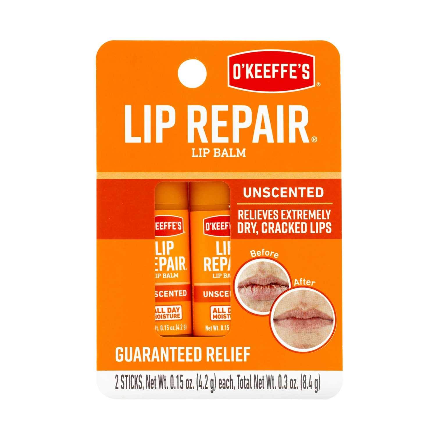 slide 2 of 3, O'Keeffe's Lip Repair Unscented Lip Balm 2 - 0.15 oz Sticks, 1 ct