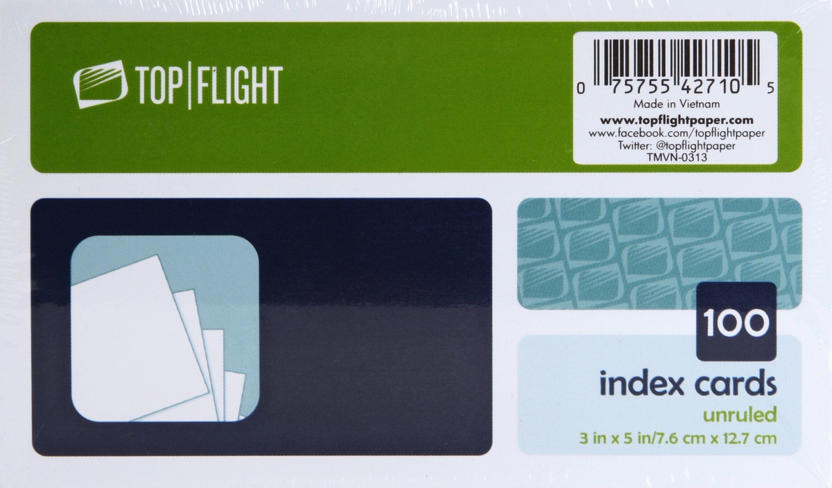 slide 4 of 4, Top Flight Index Cards 100 ea, 100 ct