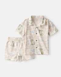 Carter's Toddler Boy 2-Piece Palm Tree Tropical Top & Short Set - Cream - 3T